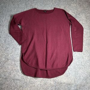 Eileen Fisher Sweater Large 100% Merino Wool Knit High Low Rounder Hem Tunic